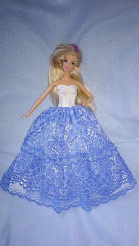 Barbie kleid weiß blau - kleid,